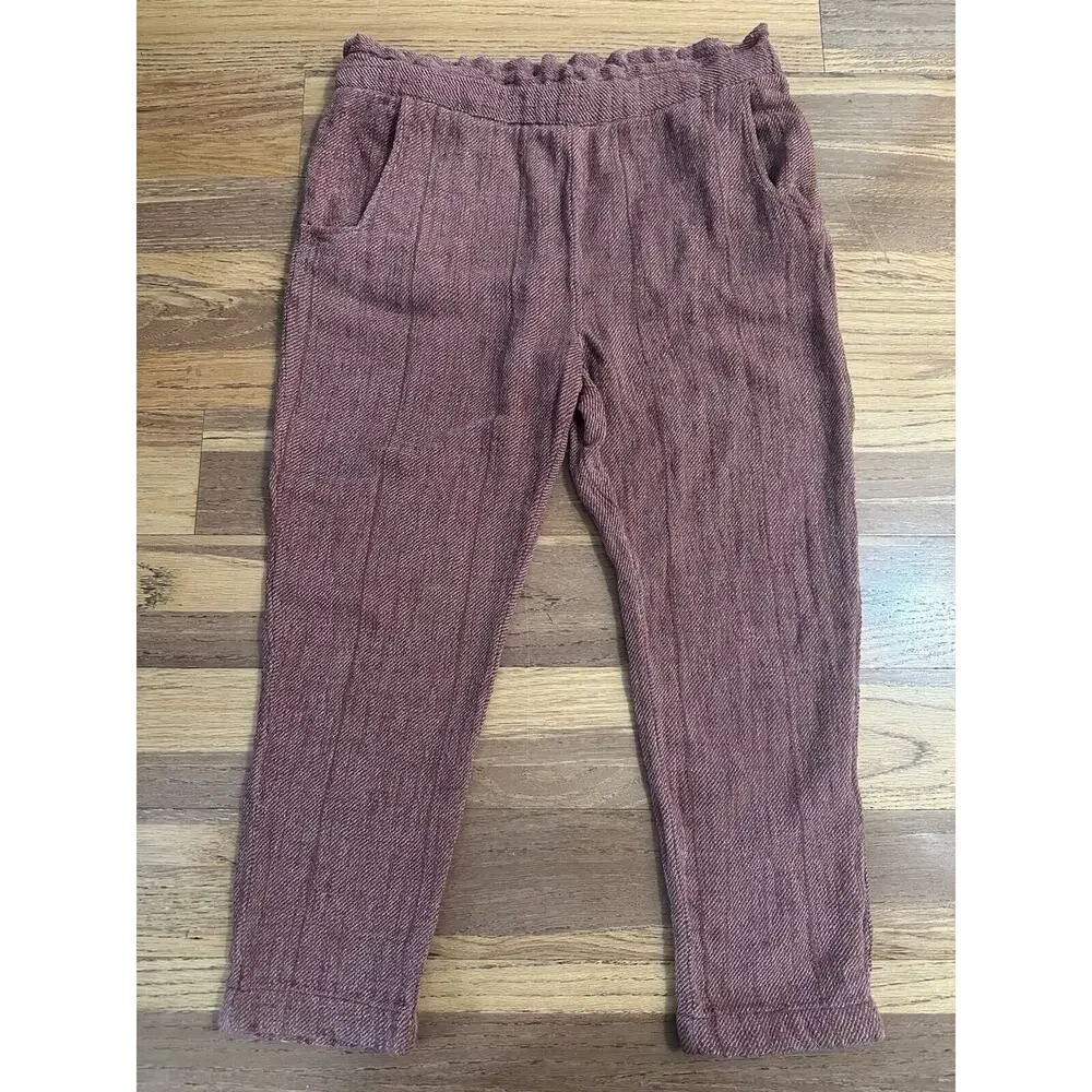 Free People Women’s Cropped Paper Bag Pants, Dusty Rose,‎ NO BELT, Size 12